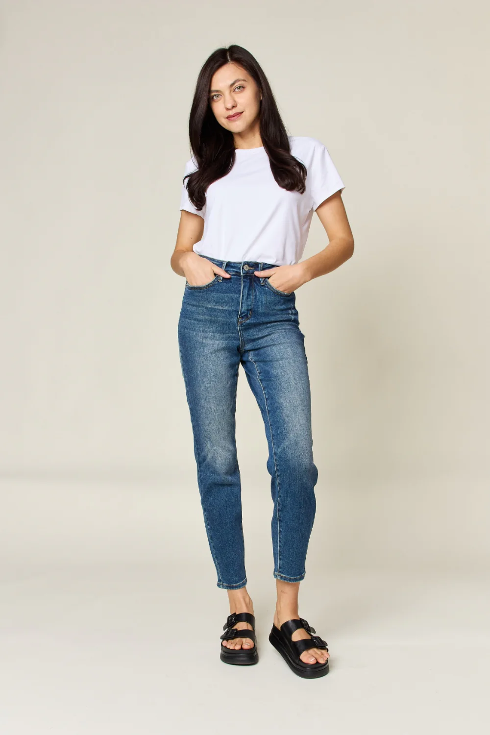 Blue Full Size Tummy Control High Waist Slim Jeans