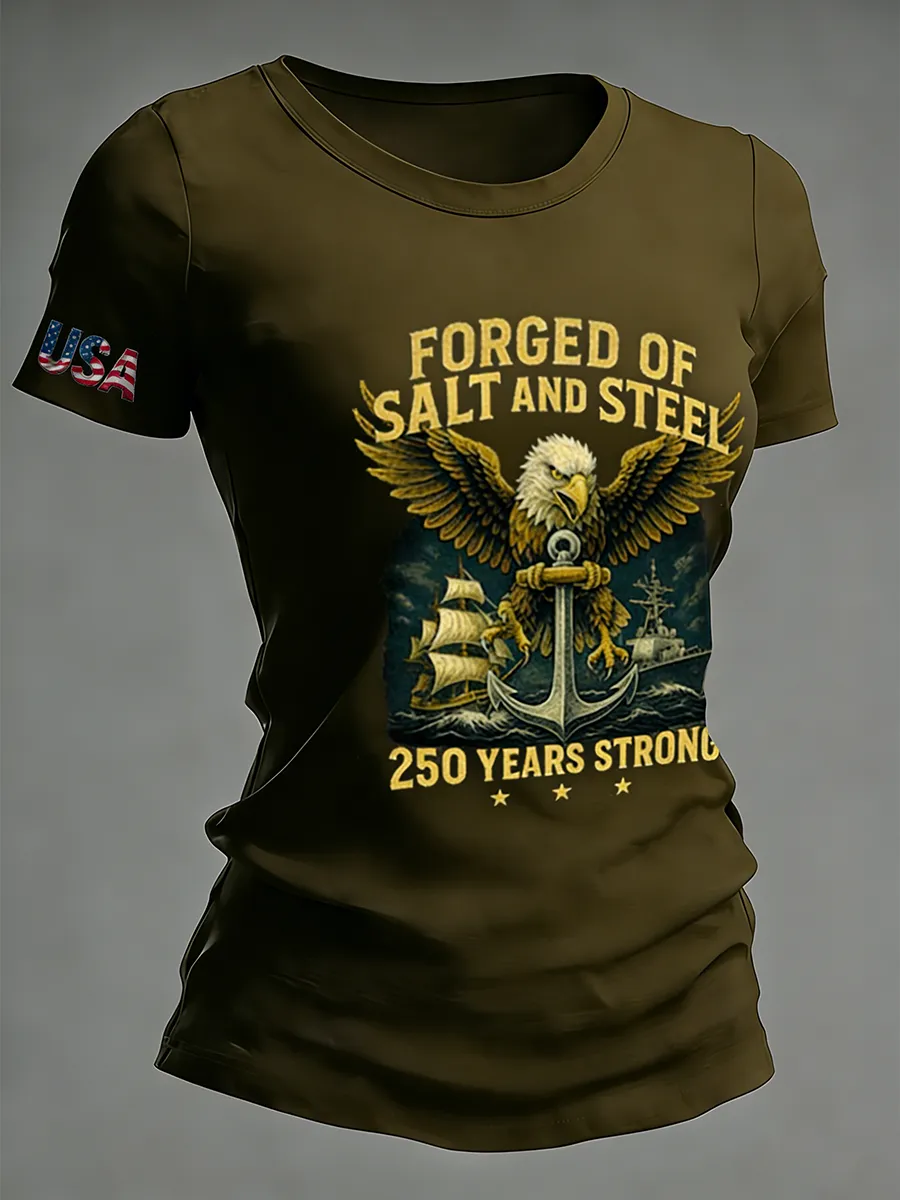 US Navy Patriotic Eagle Anchor 250th Anniversary Short Sleeve Tee