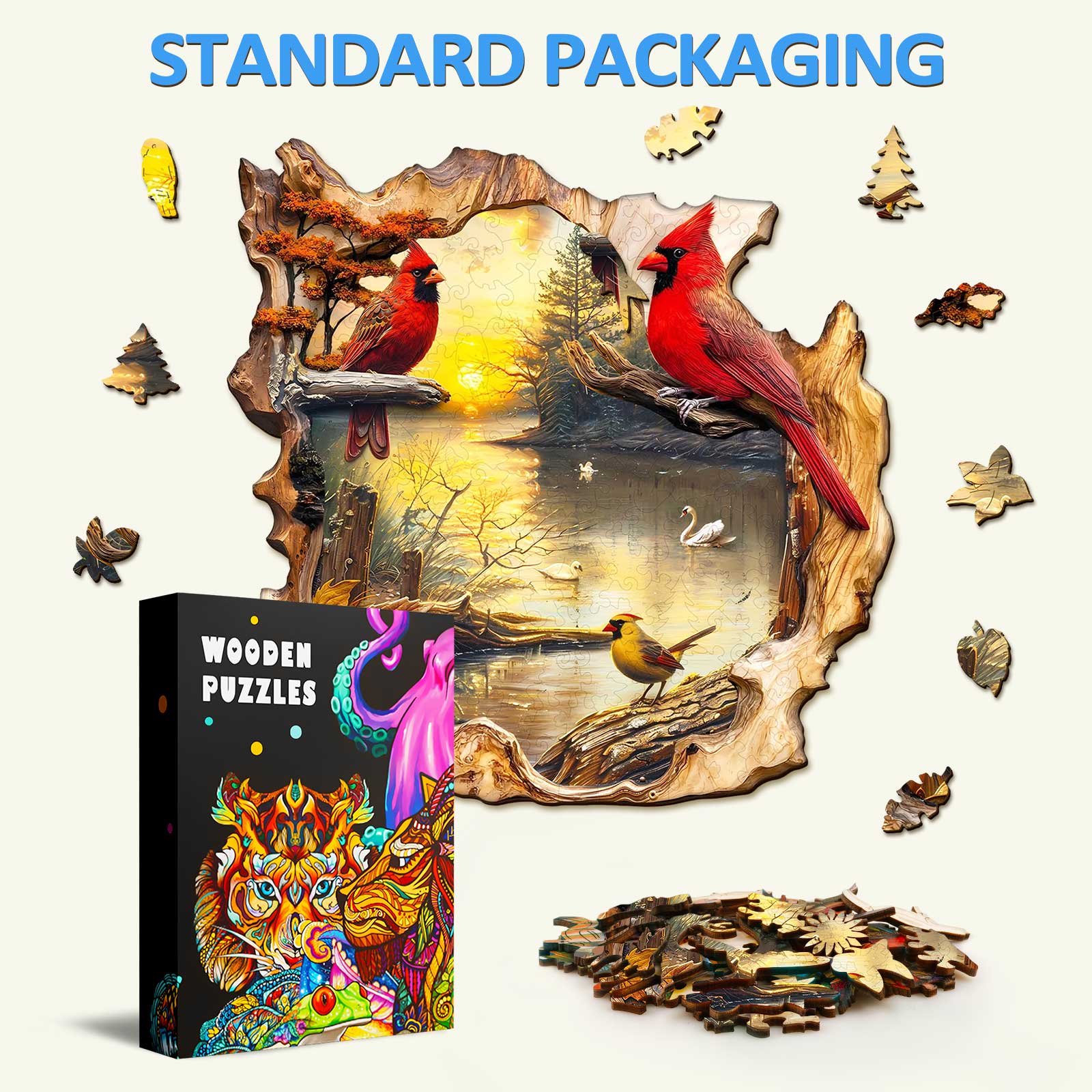 Sunset Lake Wooden Jigsaw Puzzle