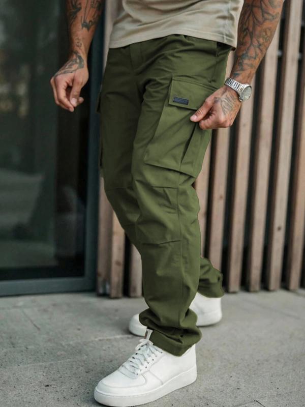 Men's Casual Cargo Pants with Pockets, Woven Fabric, Spring & Fall Wear, Comfortable Fit, Stylish Design for Daily Use