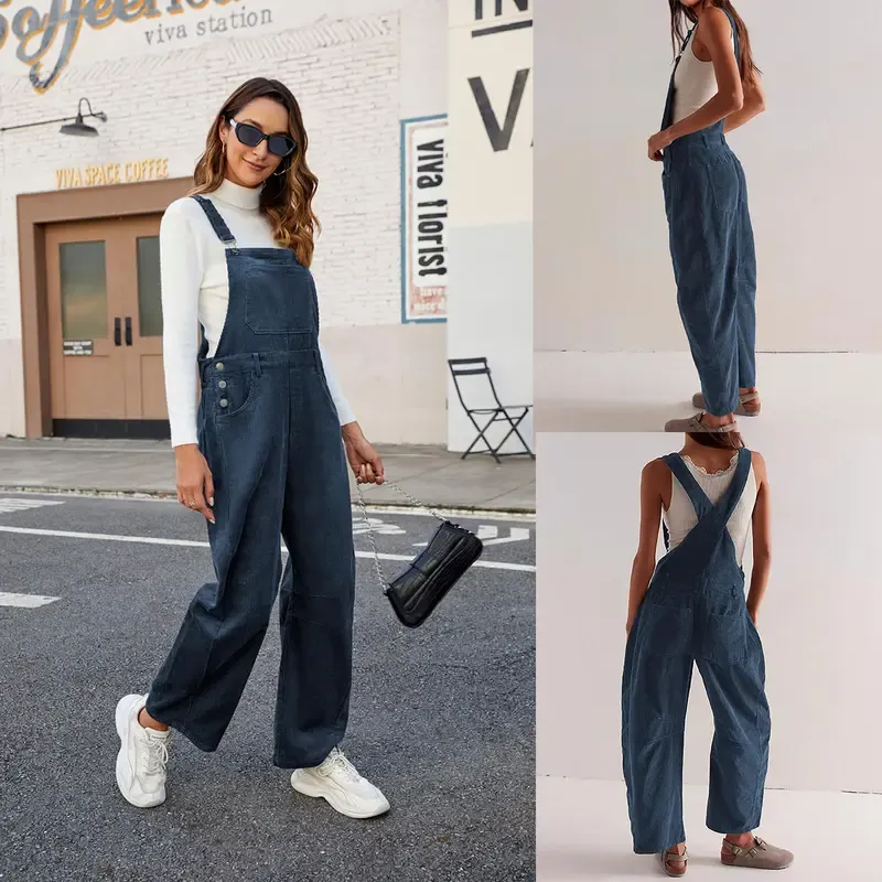 ✨Women's Corduroy Overalls Barrel Wide Leg Bib Pants🔥