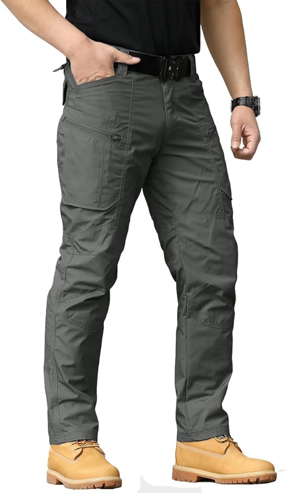Men's Multi-Functional Tactical Work Pants, Casual Fitted Trousers, Durable Non-Stretch Fabric, Hiking & Outdoor Wear, Zipper Pocket Design, Casual Style