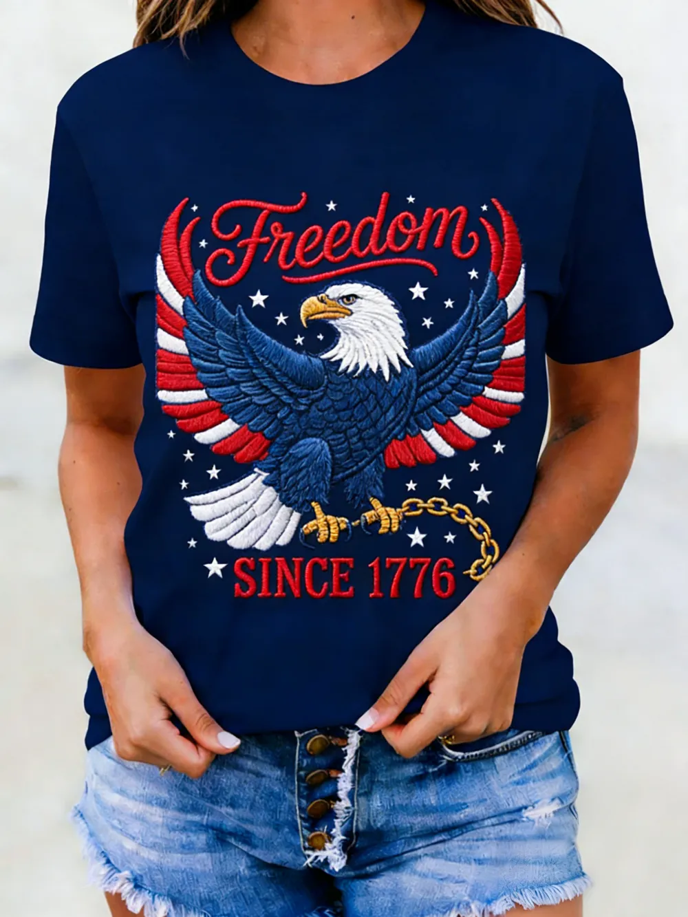Freedom Since 1776 Embroidered Eagle T-Shirt