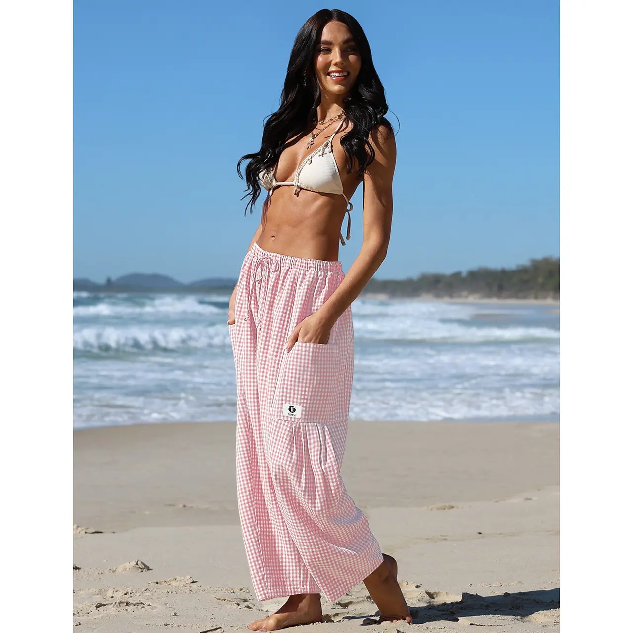 Women's SS26 Wide Leg Gingham Plaid Pants💐