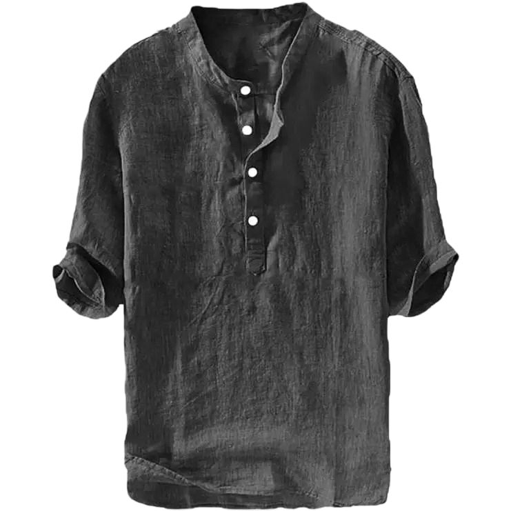 Men's Linen Cotton 3/4 Sleeve Henley T-Shirt