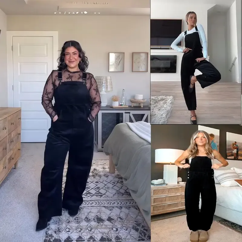 ✨Women's Corduroy Overalls Barrel Wide Leg Bib Pants🔥