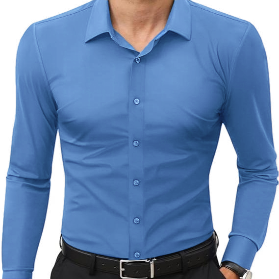 🔥Men’s Stretch Slim-Fit Long Sleeve Dress Shirt