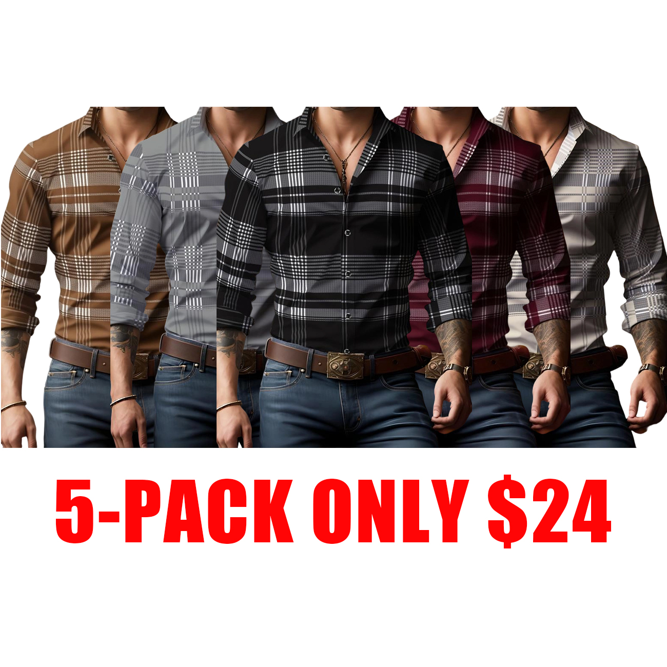 Men’s Plaid Long Sleeve Casual Shirt