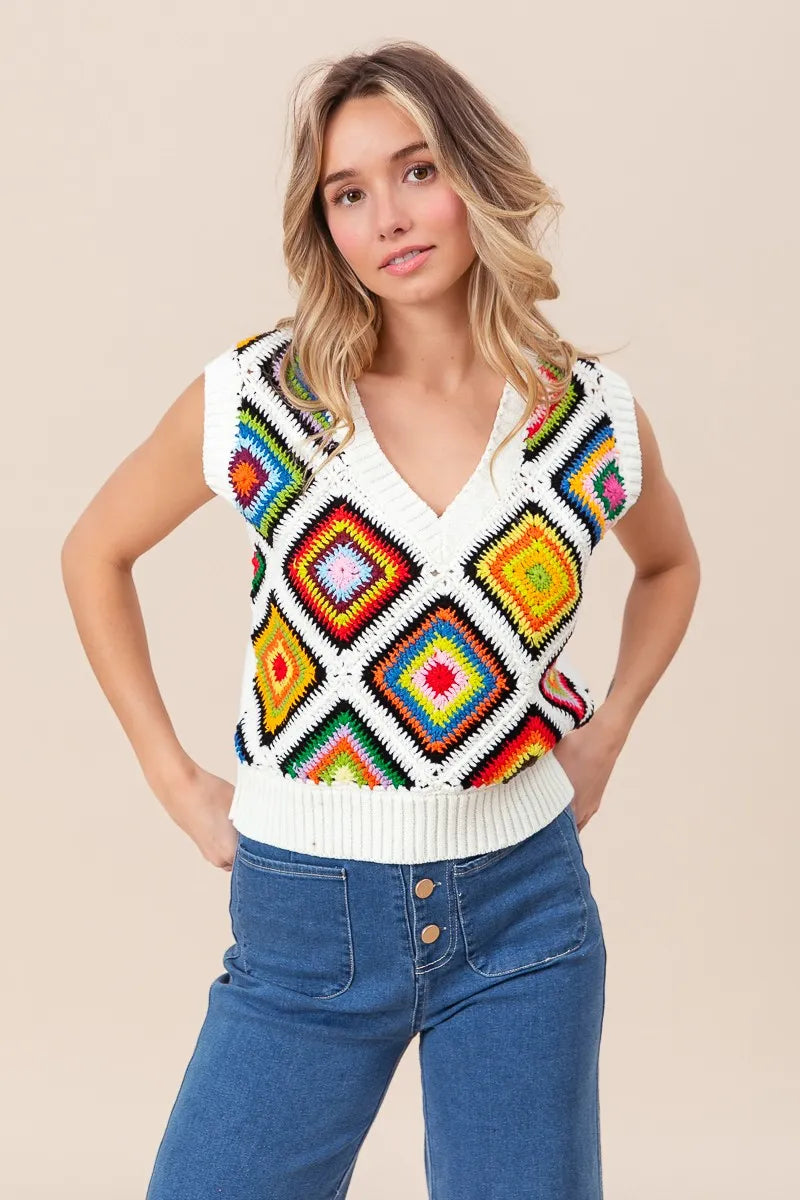 Diamond Granny Square Sweater Vest
