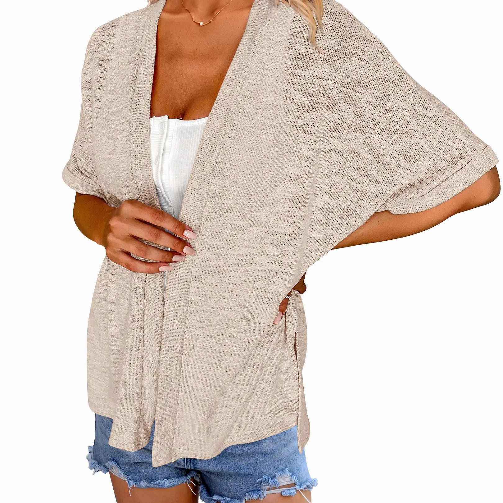 【Stock Up Deals】Women’s Lightweight Summer Open Front Short Sleeve Cardigan Cover Up