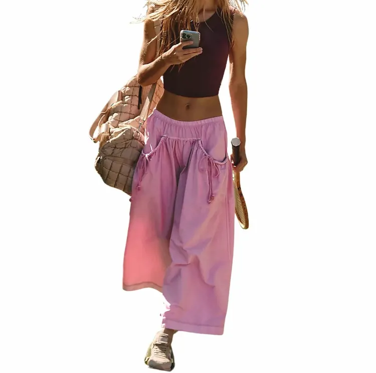 🌸Women's Boho Wide Leg Track Pants – Lightweight, Quick-Dry, Y2K Style Hiking Capris 🌿