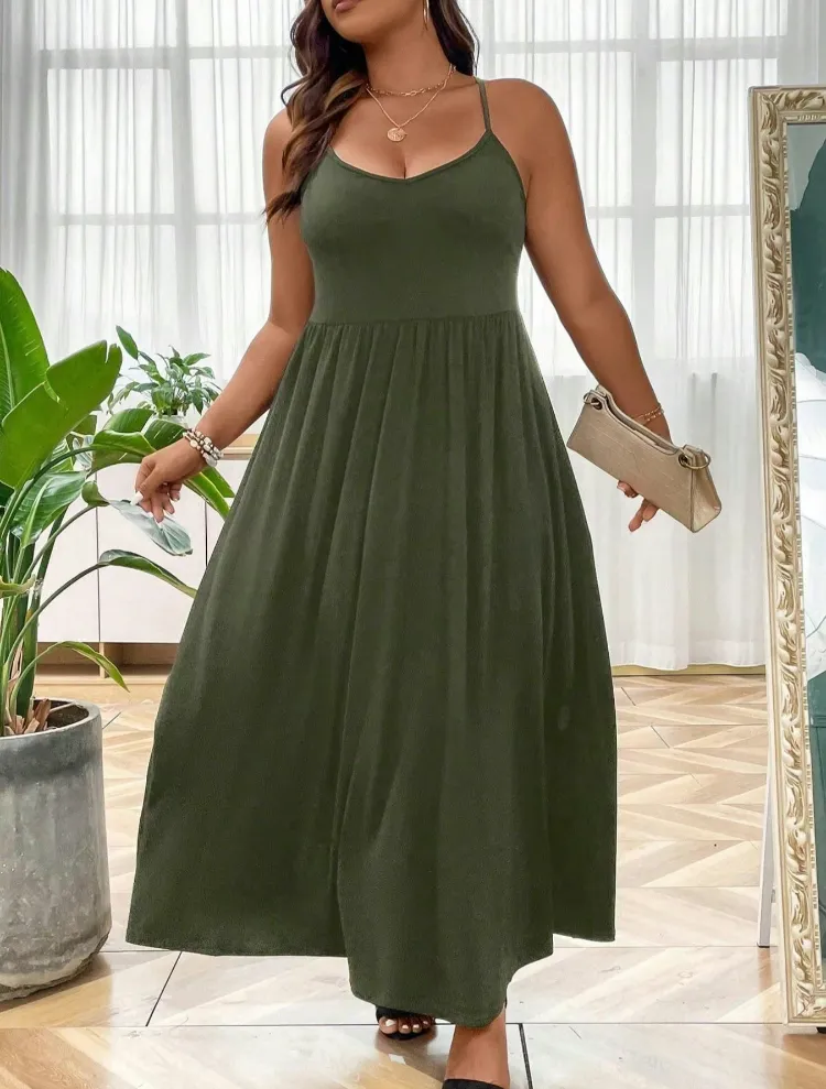Plus Size Backless Cami Dress - Women's Sleeveless Summer Dress