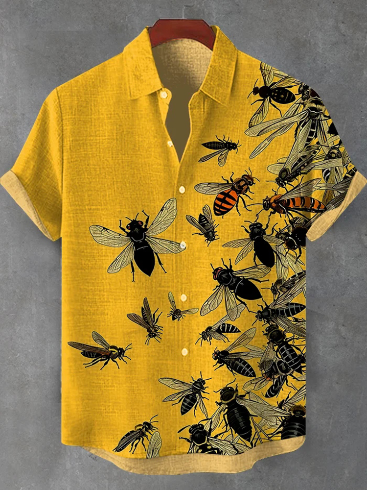 Men's Bees Nature Insect Art Print Casual Shirt