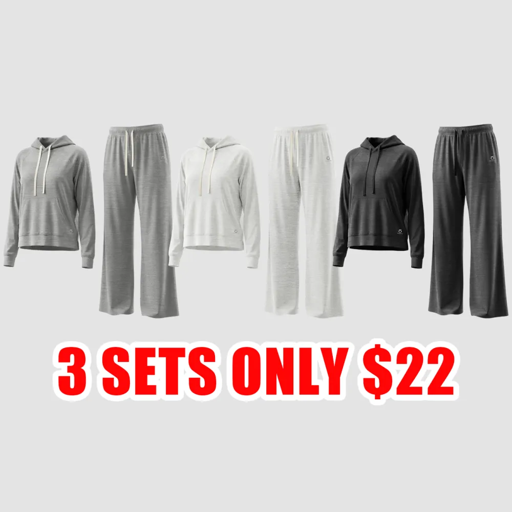 Women’s Recycled Fabric 2-Piece Hoodie & Wide-Leg Sweatpants Set
