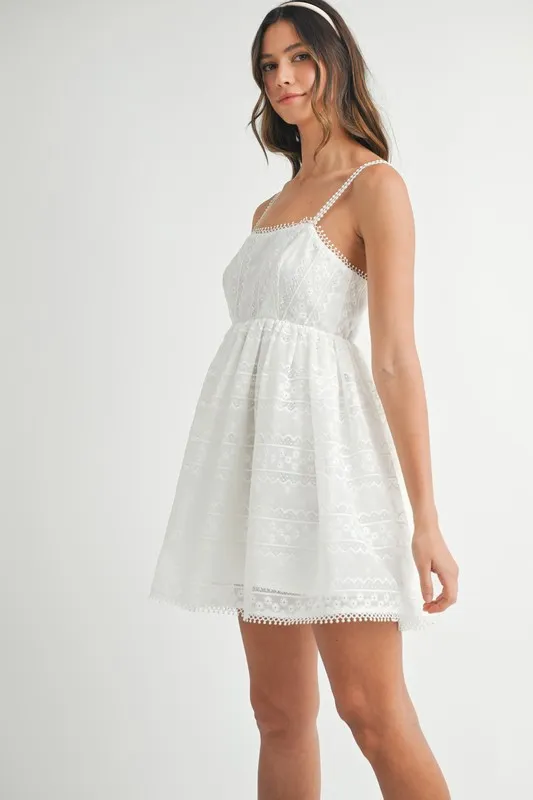 Eyelet Lace Babydoll Mini Cami Dress