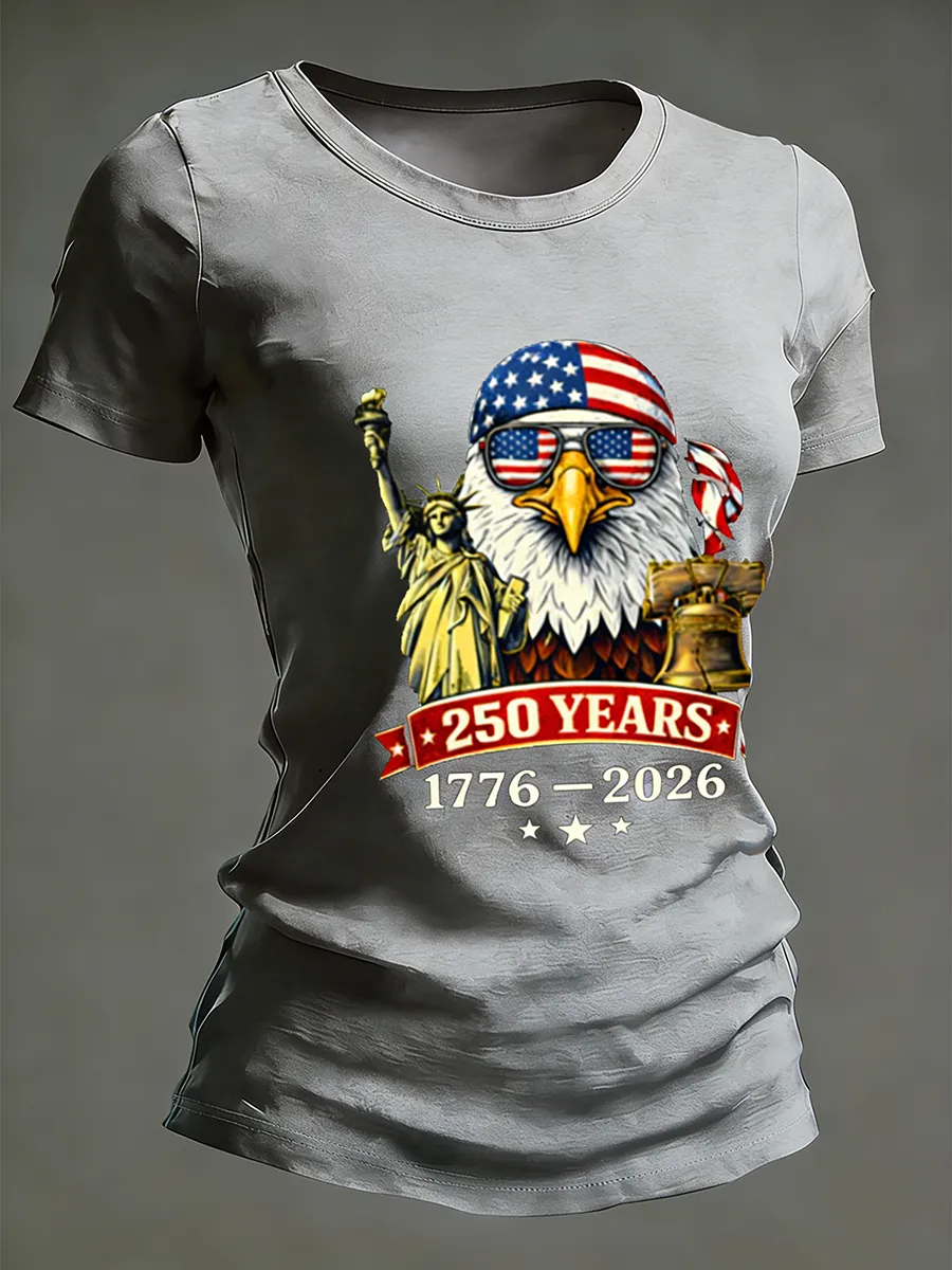 Women's 250 Years 1776-2026 Eagle Statue Of Liberty Tie Dye T-Shirt
