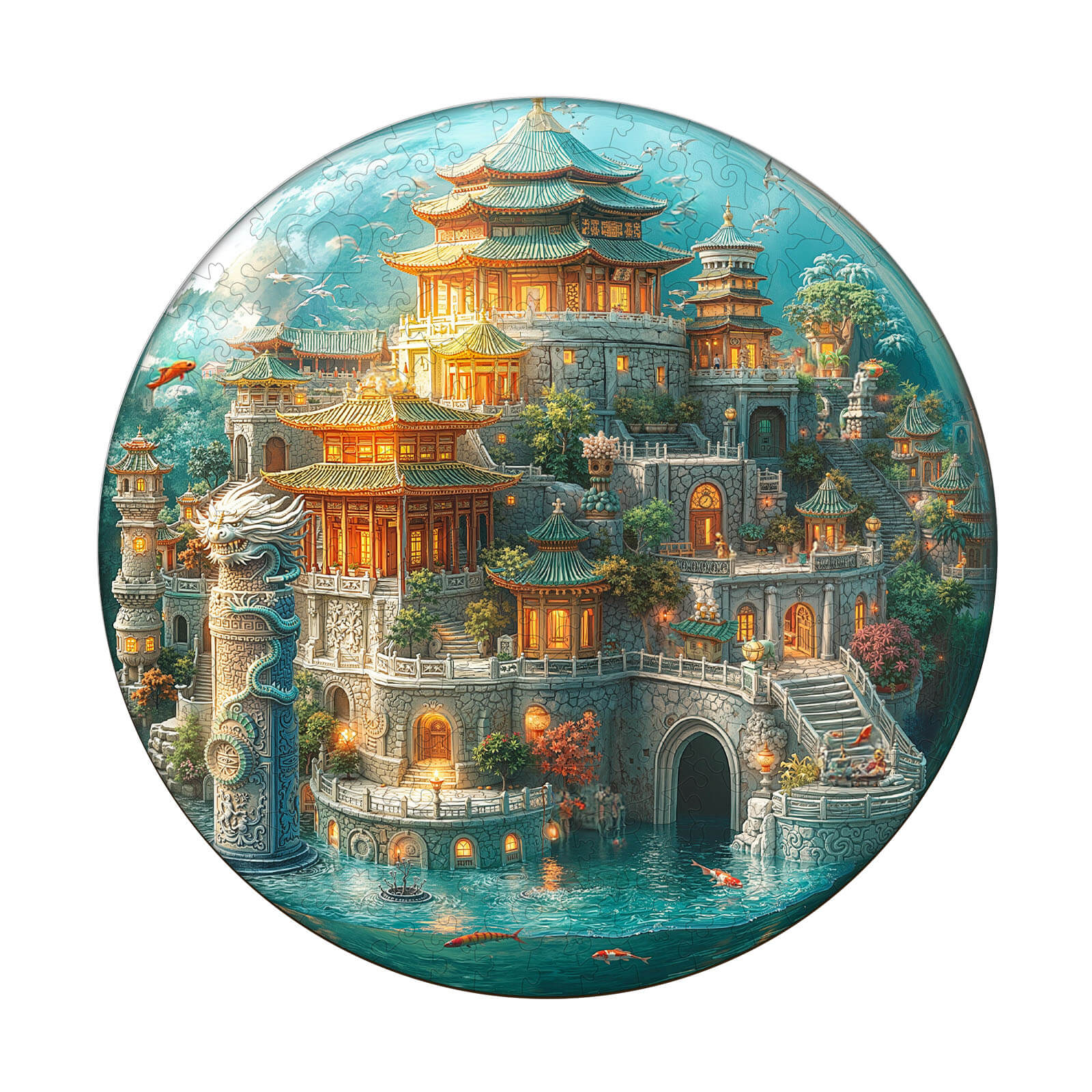 Underwater Dragon Palace Wooden Jigsaw Puzzle