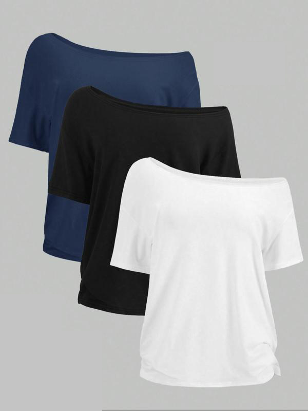 Women’s Solid Color Loose Tee – Casual Basic Short Sleeve T-shirt for Daily Wear