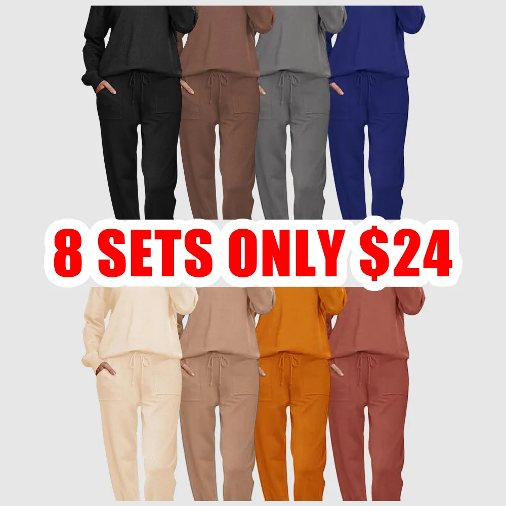Women’s Knit Loungewear Set – Long Sleeve Top & Jogger Pants