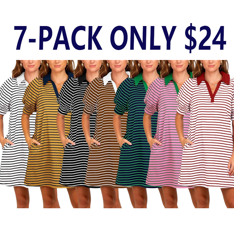 Casual Chic V-Neck Striped Summer Dress with Pockets