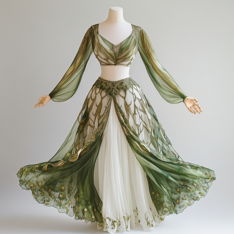 Summer original design forest theme gold foil two-piece suit 1b08