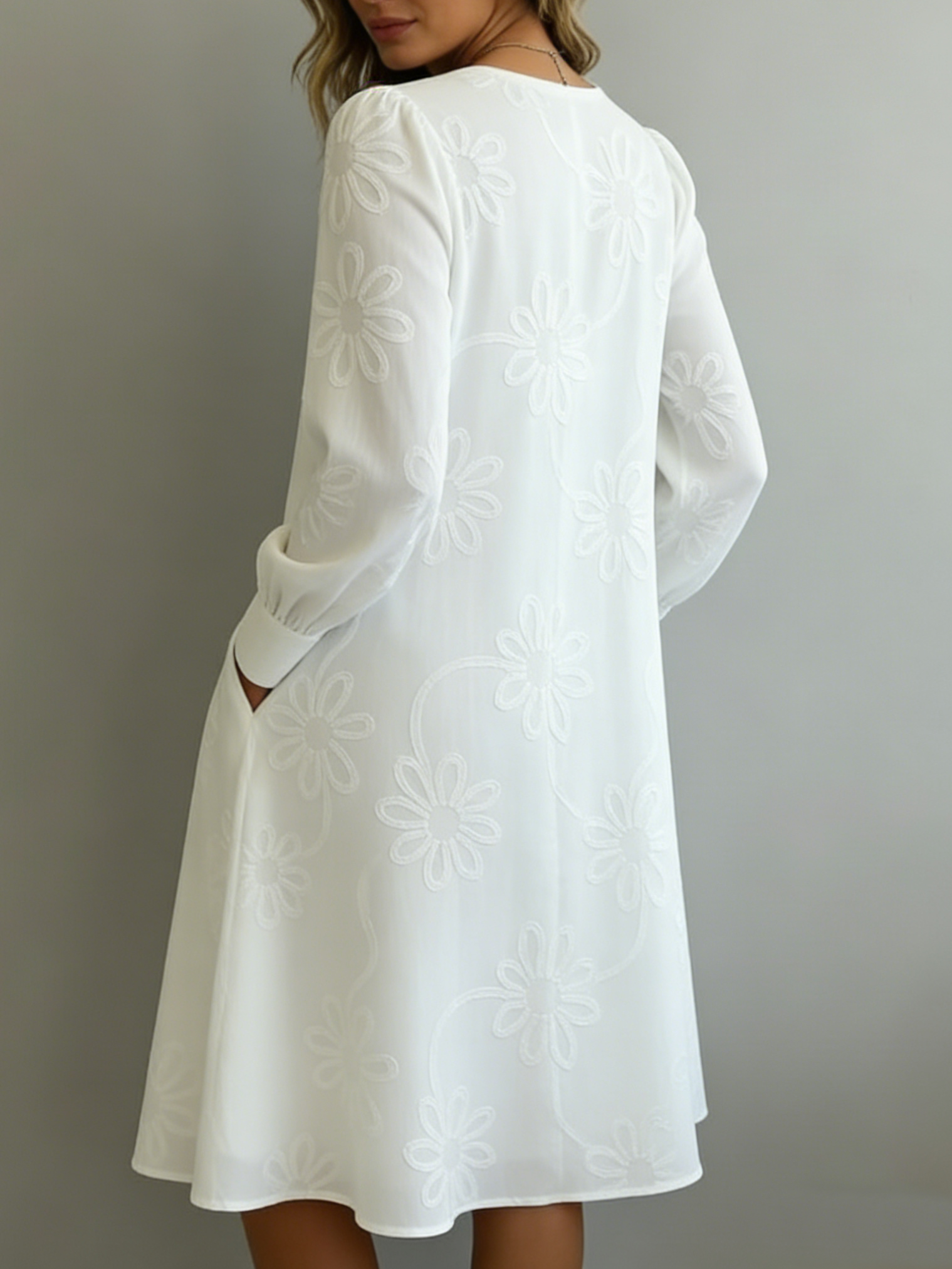 Vintage Elegant V-neck Floral Embroidery Dress