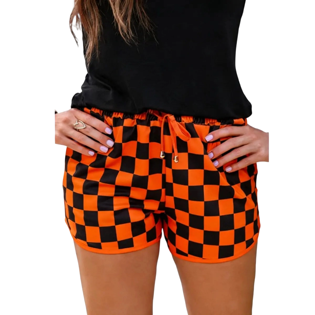 🍂🍂🍂Women's Checkered Casual Shorts with Drawstring