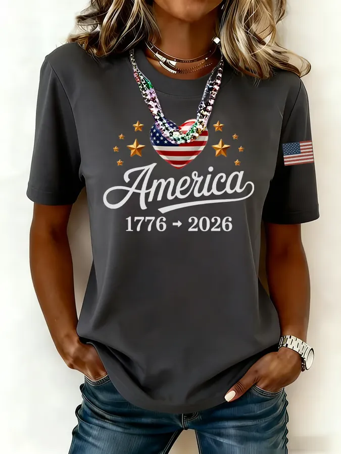 Women'S Casual American 250th Anniversary Commemorative Printed Shirt