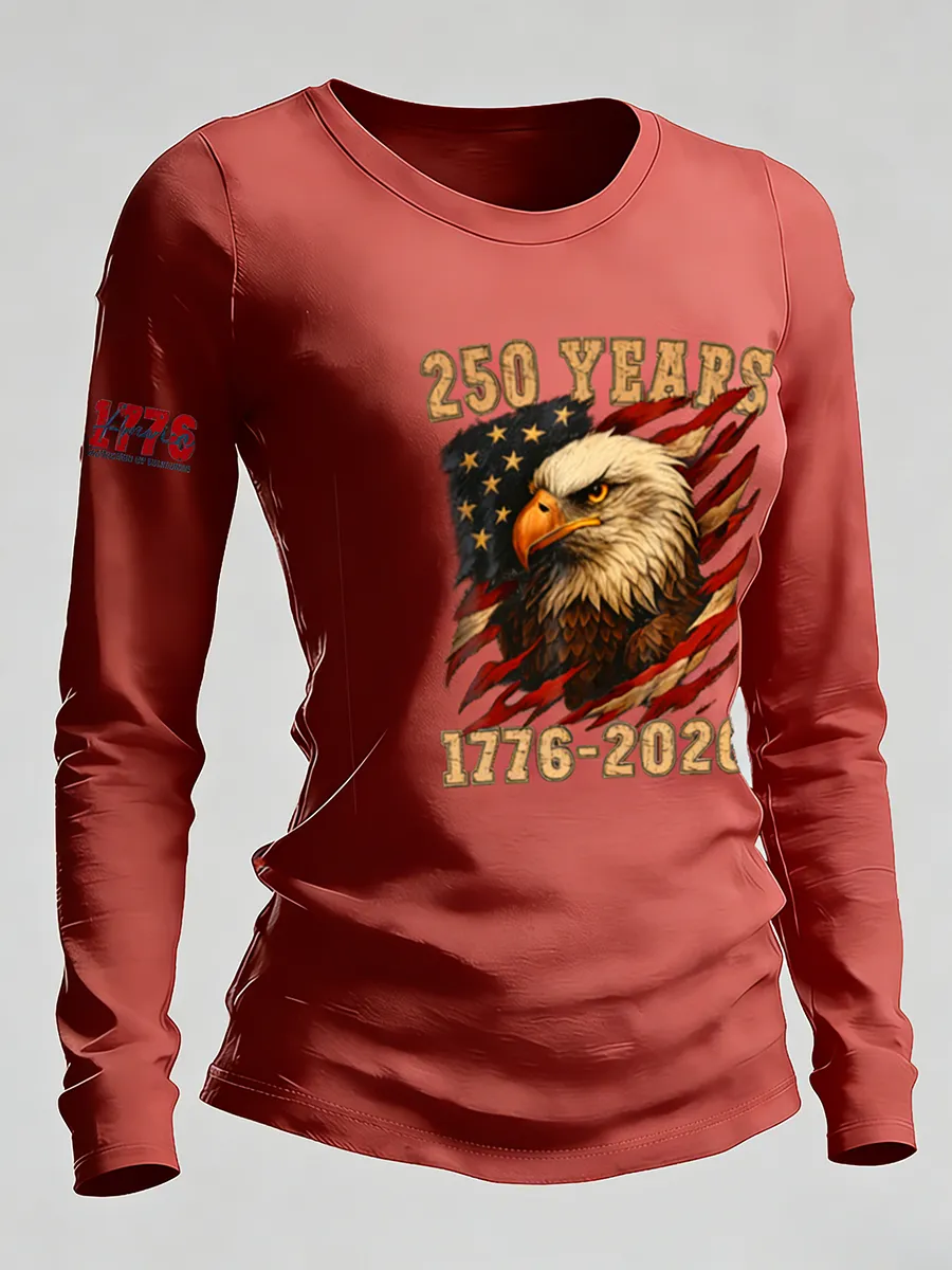 250 Years 1776-2026 American Eagle Flag Long Sleeve T-Shirt