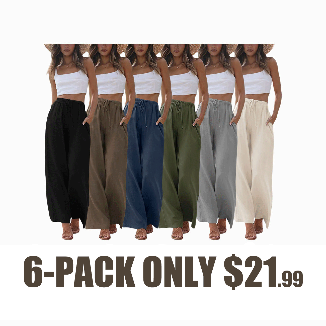 🔥🔥 Limited-Time Clearance!🛍️Palazzo Pants for Women - Beach to Street Wide Leg + Pockets