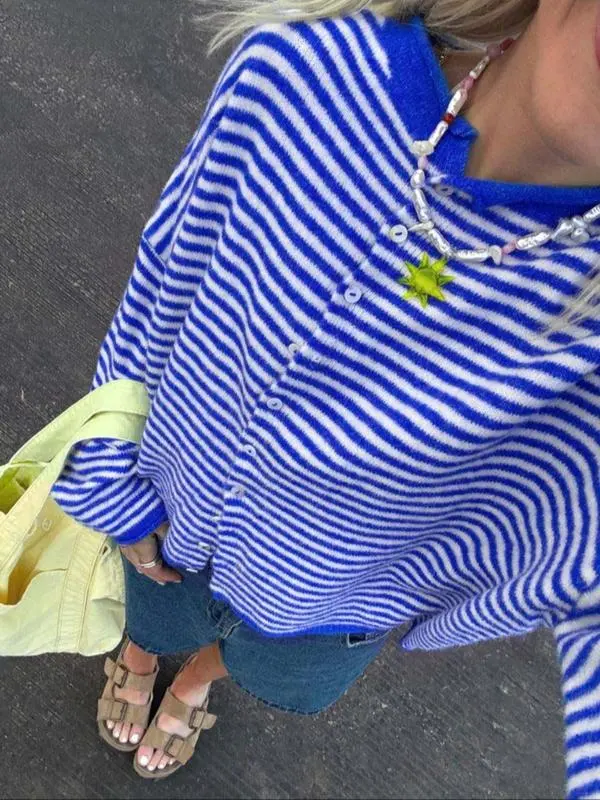 Women's Striped Sweater Cardigan