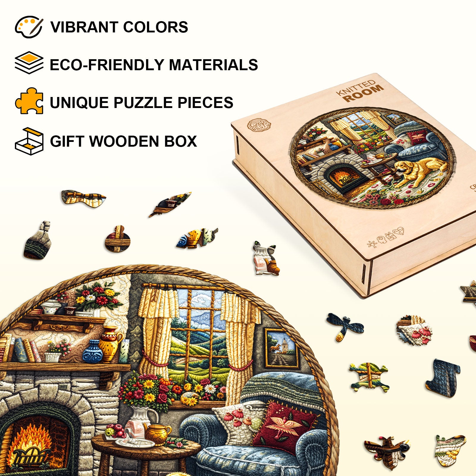 Knitted Room Wooden Jigsaw Puzzle