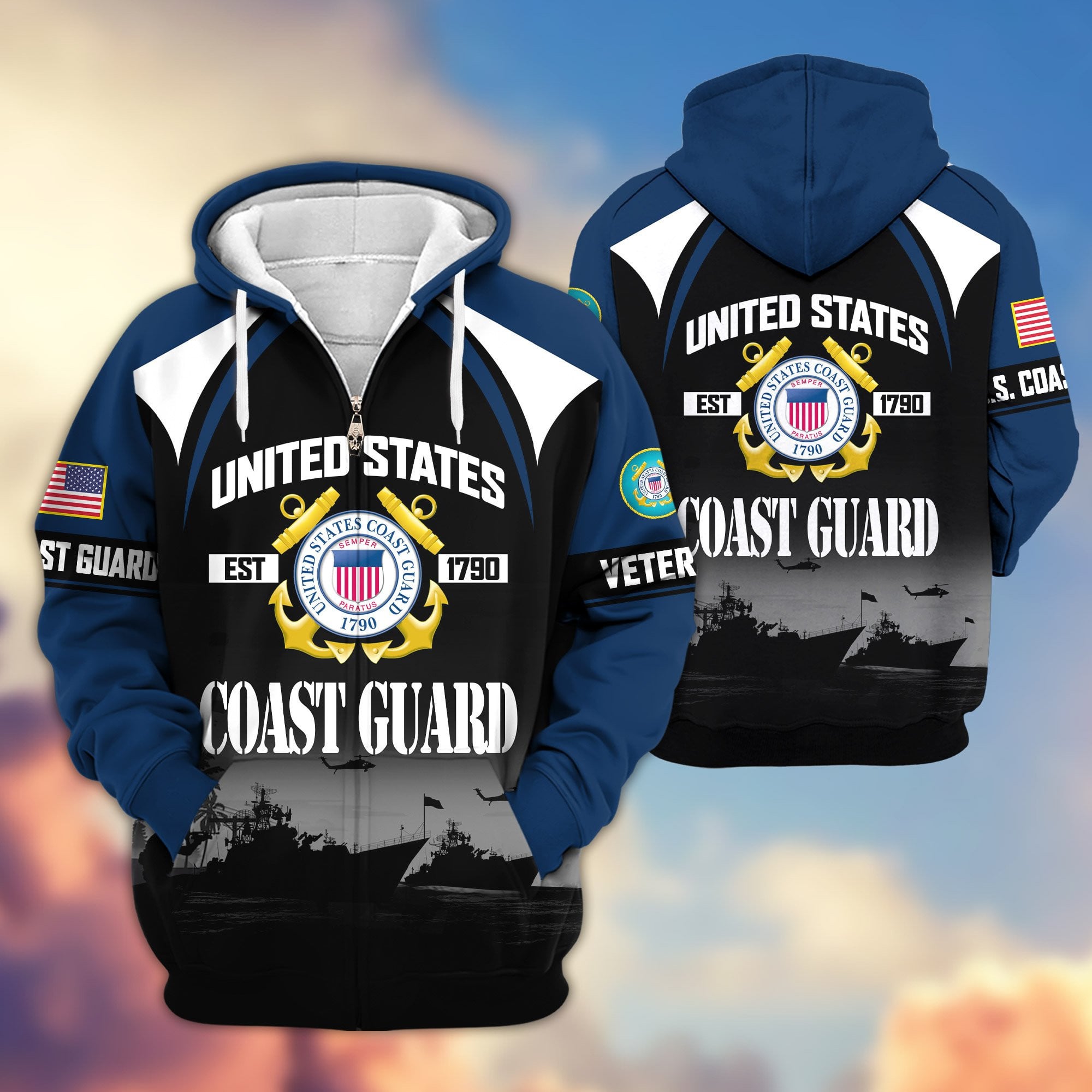 Premium US Veterans Zip Hoodie