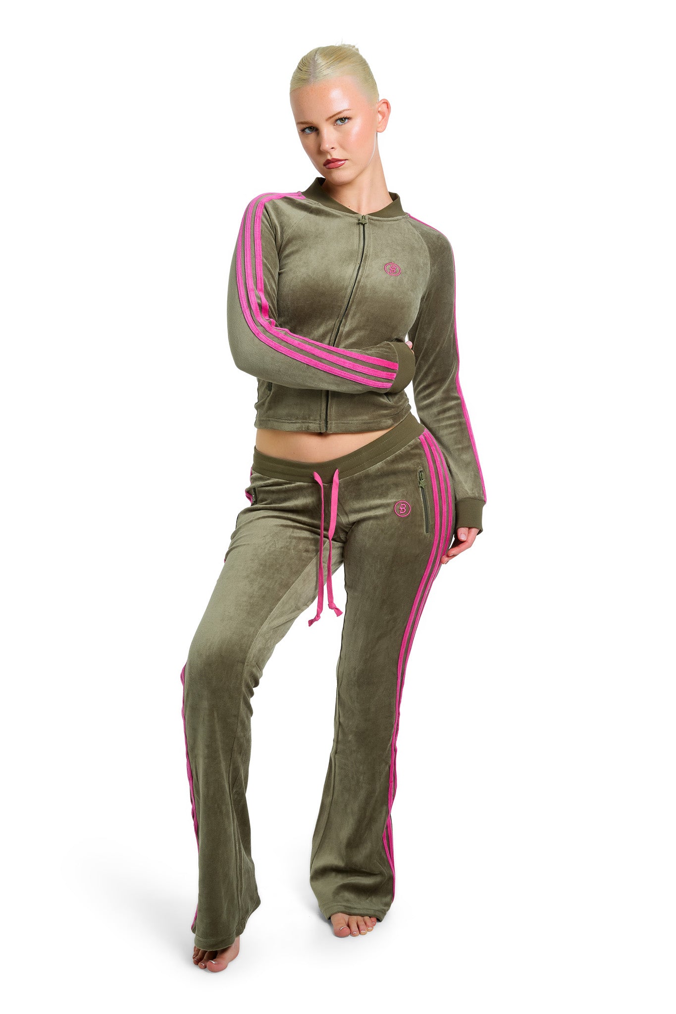 BODY VELOUR TRACK PANTS (OLIVE)