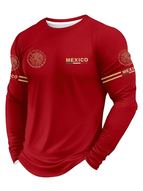 Men's 3D Print Long Sleeve T-Shirt, Breathable Comfort, Fitted Crop Top, All Seasons Wear