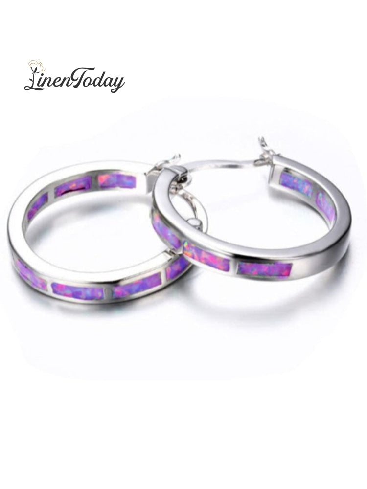 Fashion Opal Round Earrings Everyday Versatile