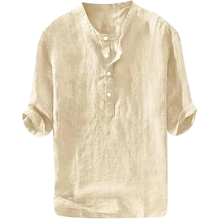 Men's Linen Cotton 3/4 Sleeve Henley T-Shirt