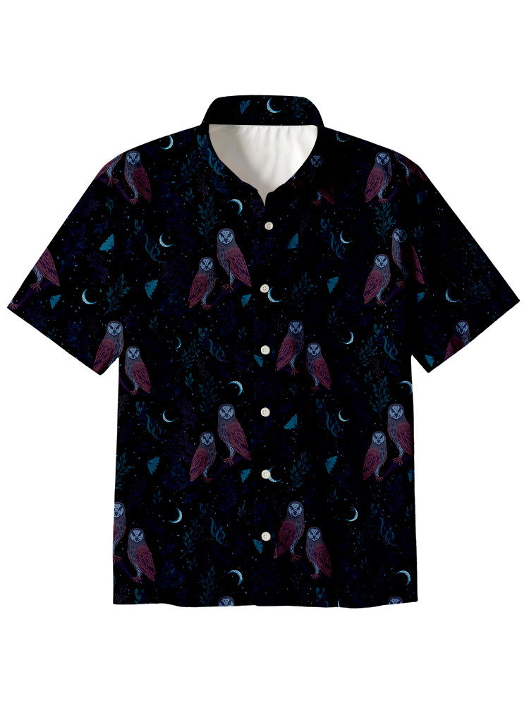 Episodic Owl Floral Button Up Pocket Shirt