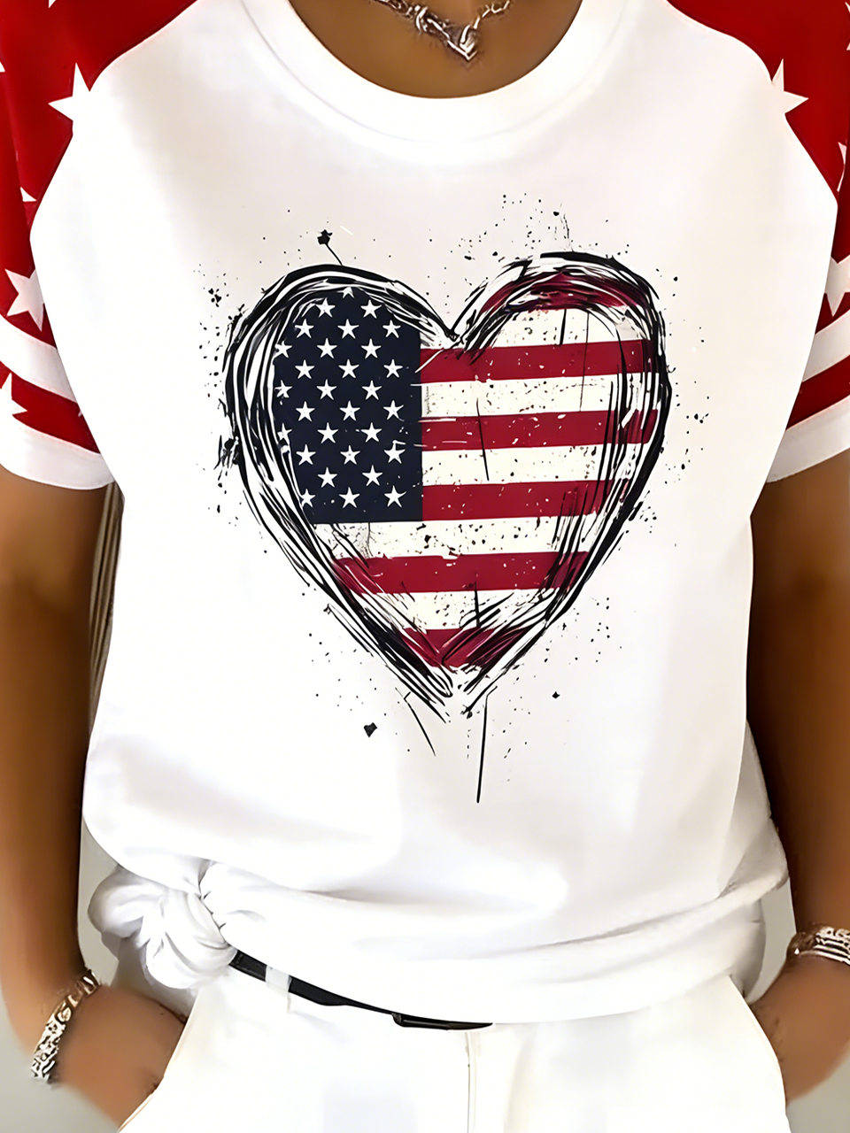 Elegant Regular Fit Cotton America Flag T-Shirt