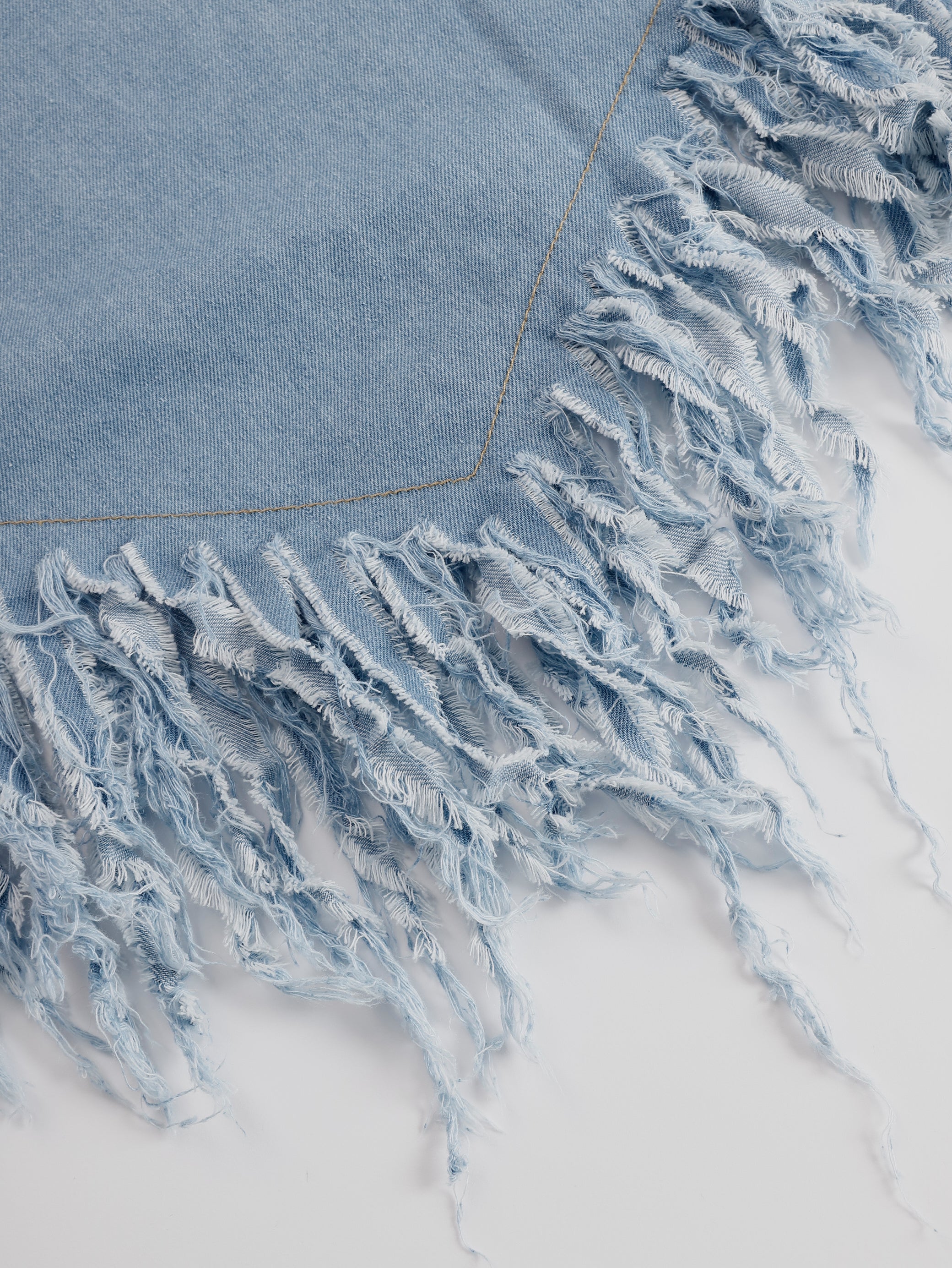 Casual Loose Vintage Denim Short Sleeve Shirt Tassel Mini Dress