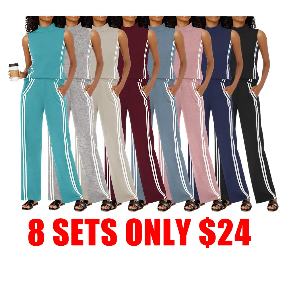 Women’s Mock Neck Tank & Wide Leg Pants Set