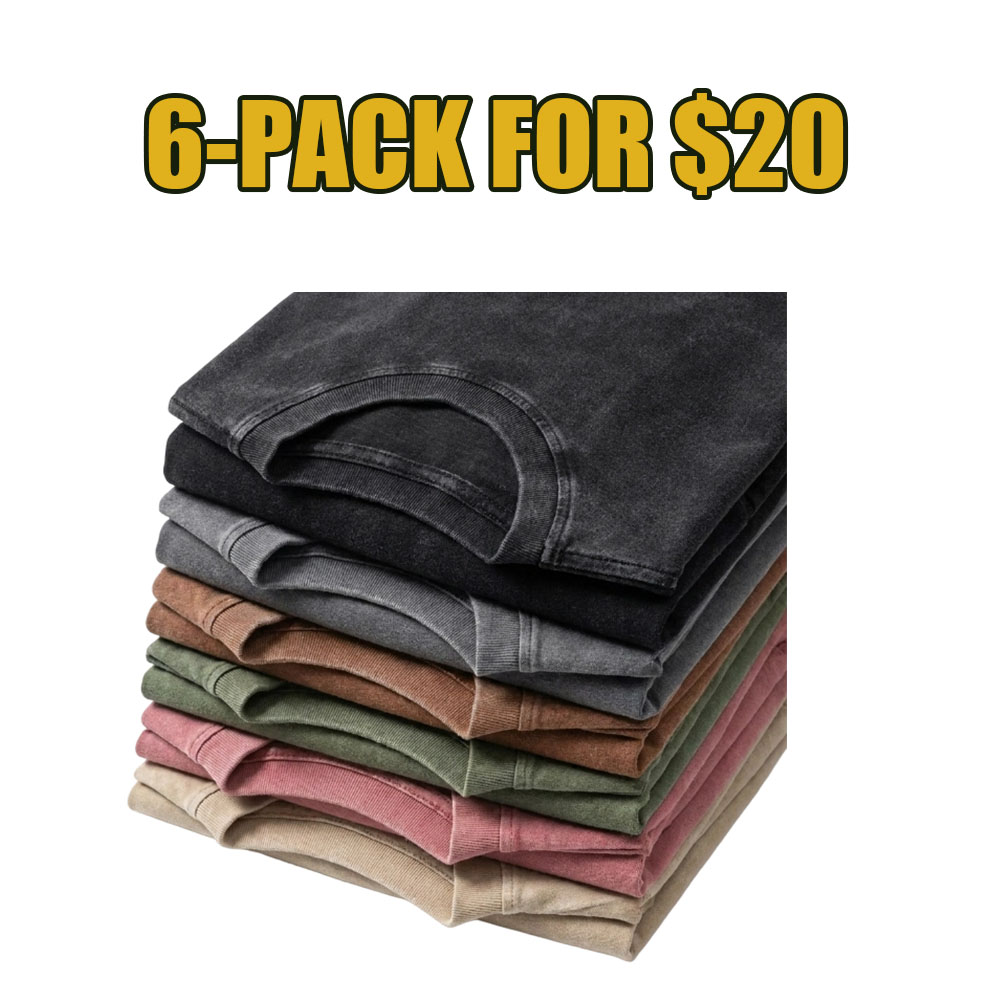 8-Pack Vintage Oversized Unisex Tees – Heavyweight Cotton Acid Wash Streetwear Set