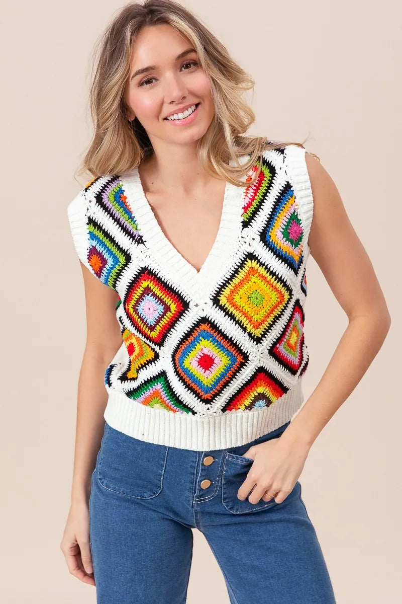 Diamond Granny Square Sweater Vest