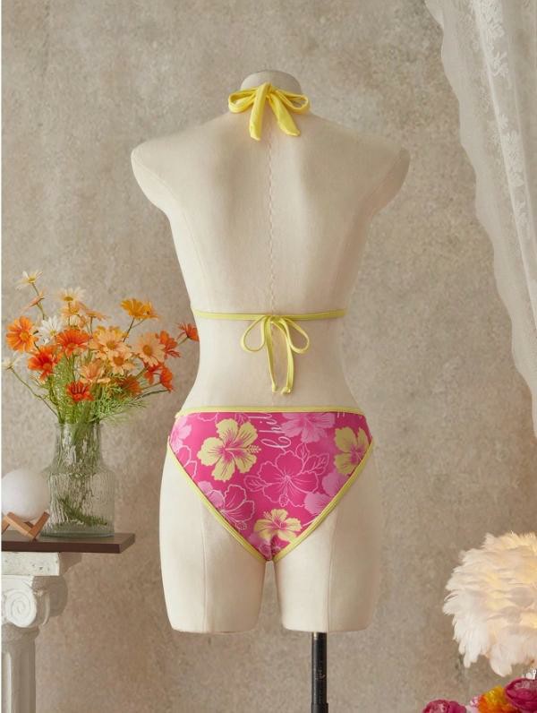 Women's Summer Beach Festival Print Halter Bikini Set