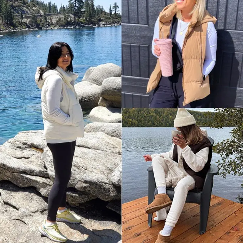 Women's Sleeveless Quilted Winter Warm Hooded