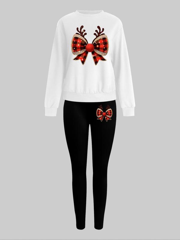 Women's Christmas Pattern Sweatshirt Set