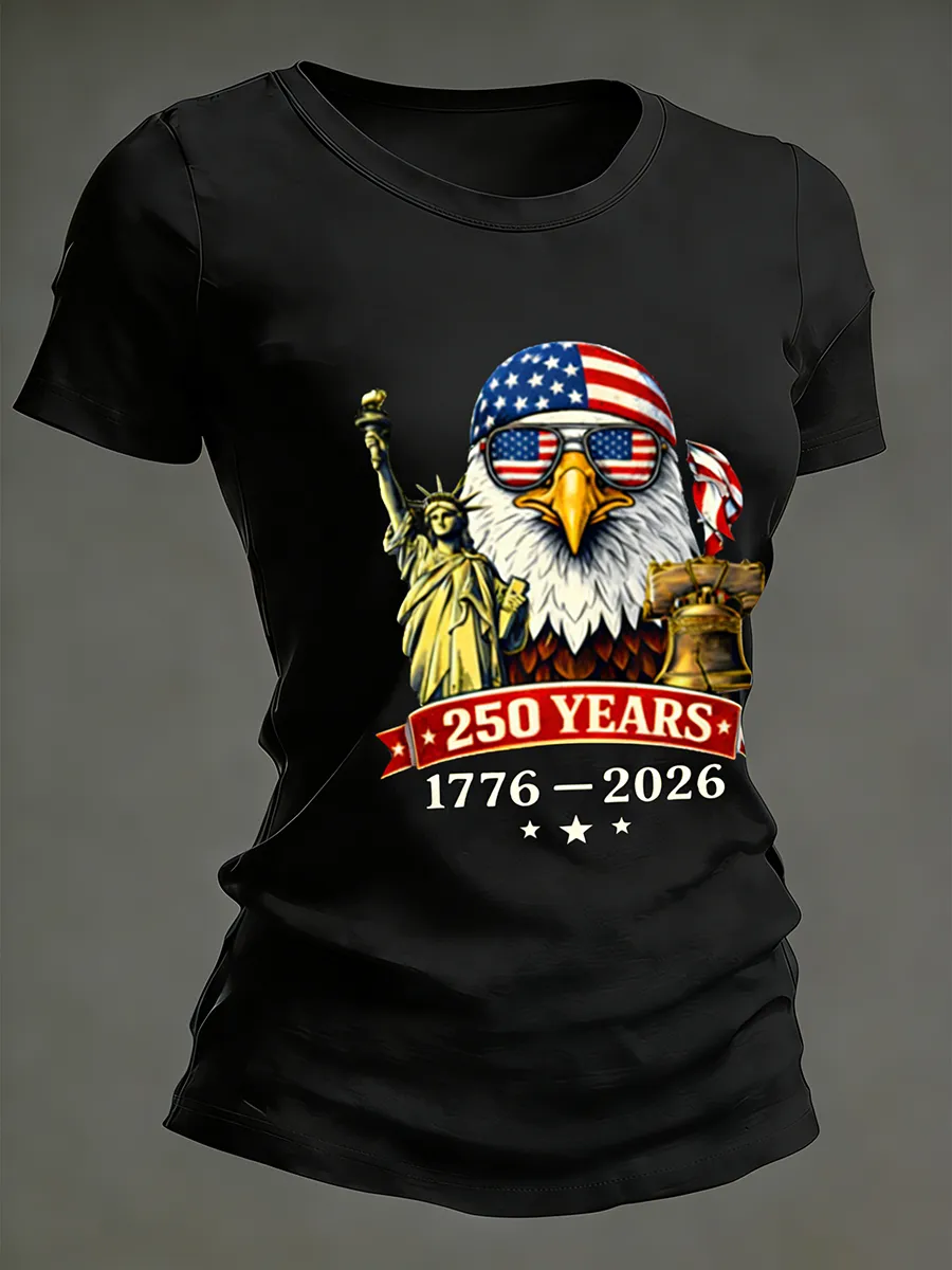 Women's 250 Years 1776-2026 Eagle Statue Of Liberty Tie Dye T-Shirt