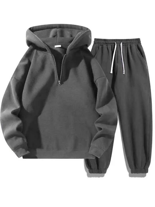 Unisex Zipper Hoodie & Sweatpants Set – Casual Fall Winter Outfit