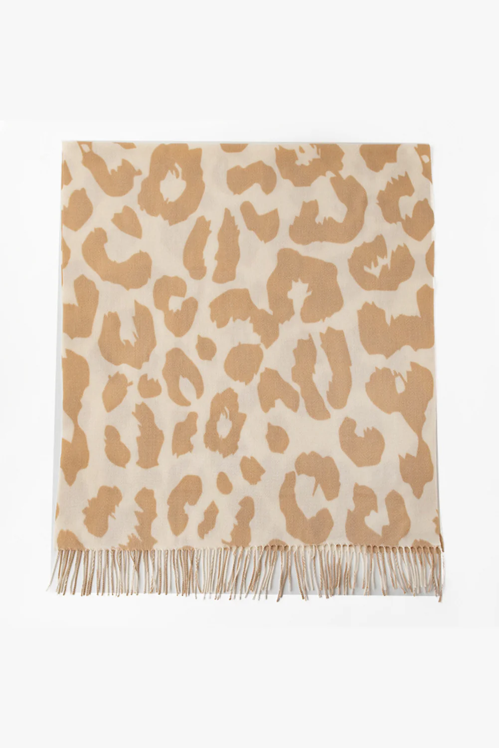 Parchment Cow Print Fringed Winter Large Scarf