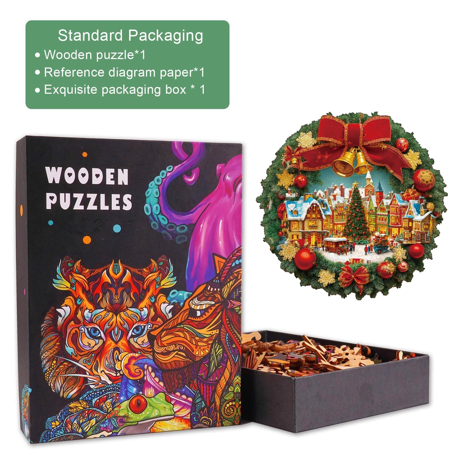 Christmas Wreath Wooden Jigsaw Puzzle